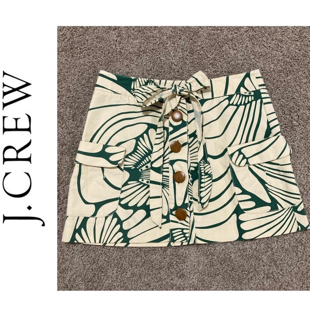 J.Crew Printed Canvas Button Tie Front Skirt - image 1